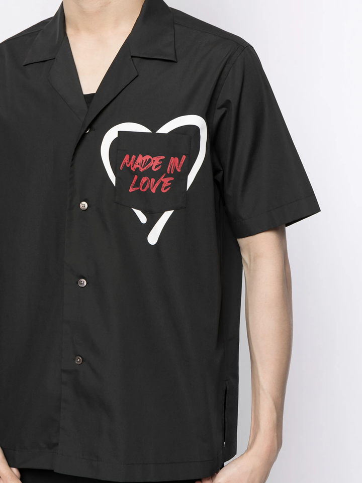 Heart Printed Short Sleeve Shirt