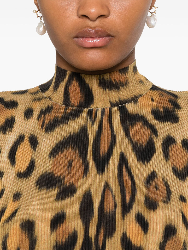 Short Sleeve Jaguar Print Ribbed Top