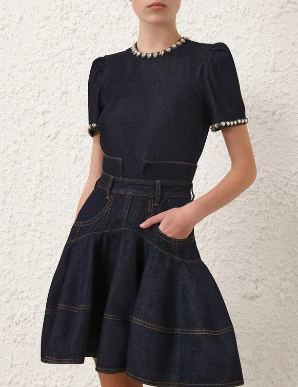 Embellished Denim Top