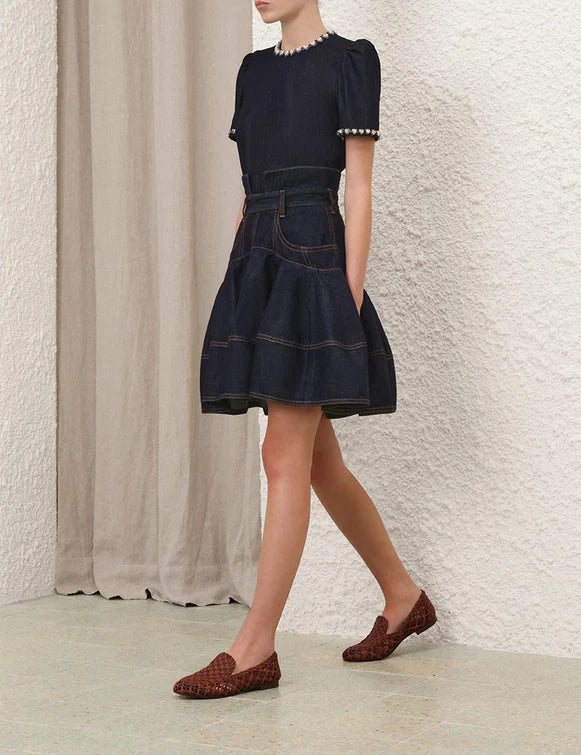 Embellished Denim Top