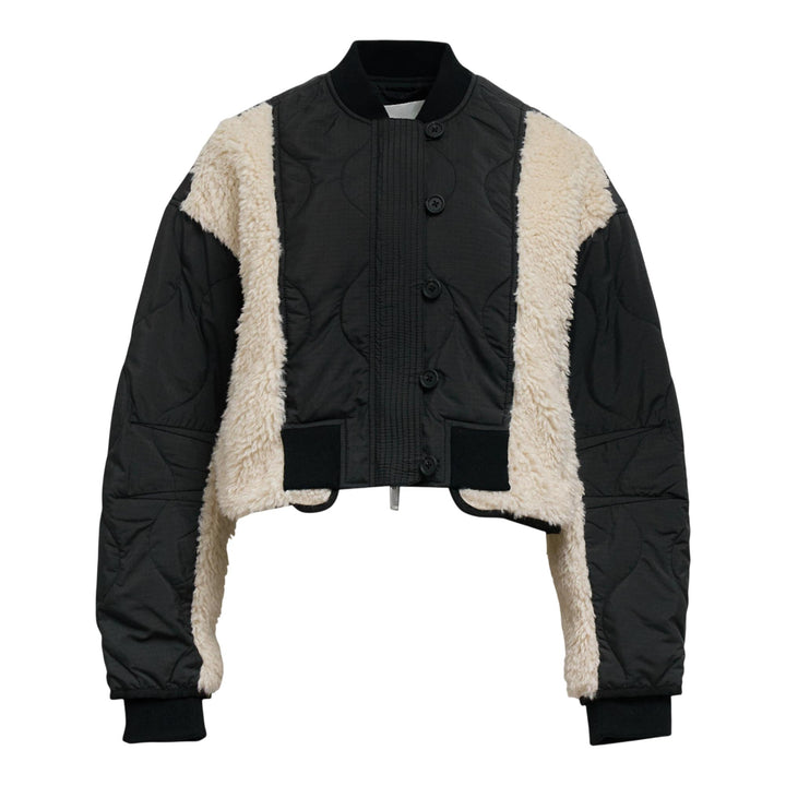 Club21 - 3.1 Phillip Lim - Cropped Sherpa Combo Bomber - BLOUSON - Black
