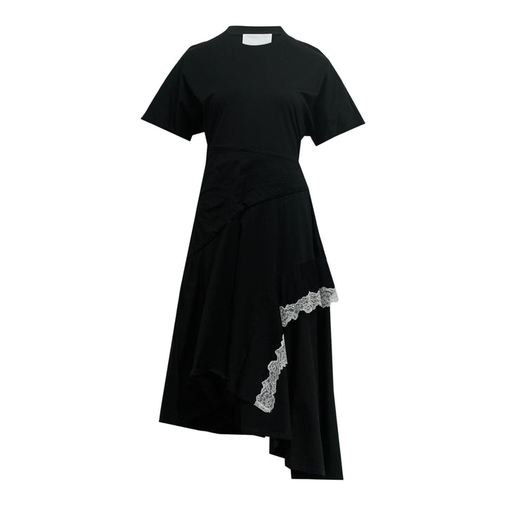 Club21 - 3.1 Phillip Lim - Draped T-Shirt Dress With Lace Trim - KNIT DRESSES - Black