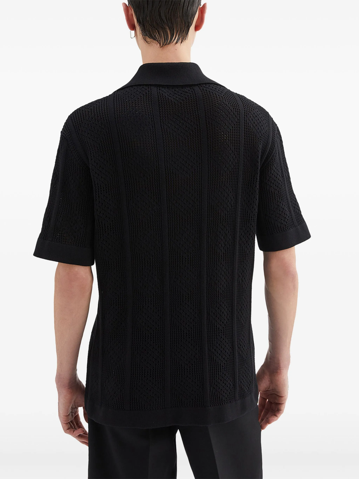 Cotton Lace Stitch Polo Knit