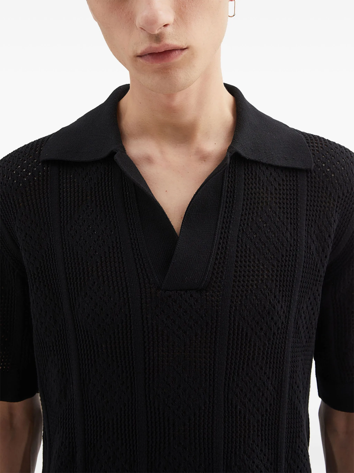 Cotton Lace Stitch Polo Knit