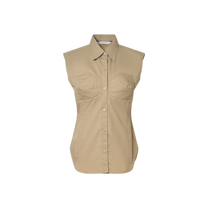 Beige Bra Detailed Sleevless Top