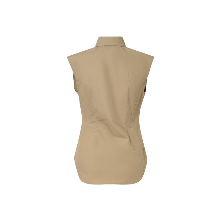 Beige Bra Detailed Sleevless Top