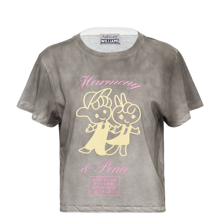 Washed Grey Cropped T-Shirt