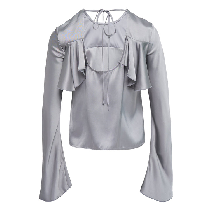 Double Viscose Satin Long Sleevs Top