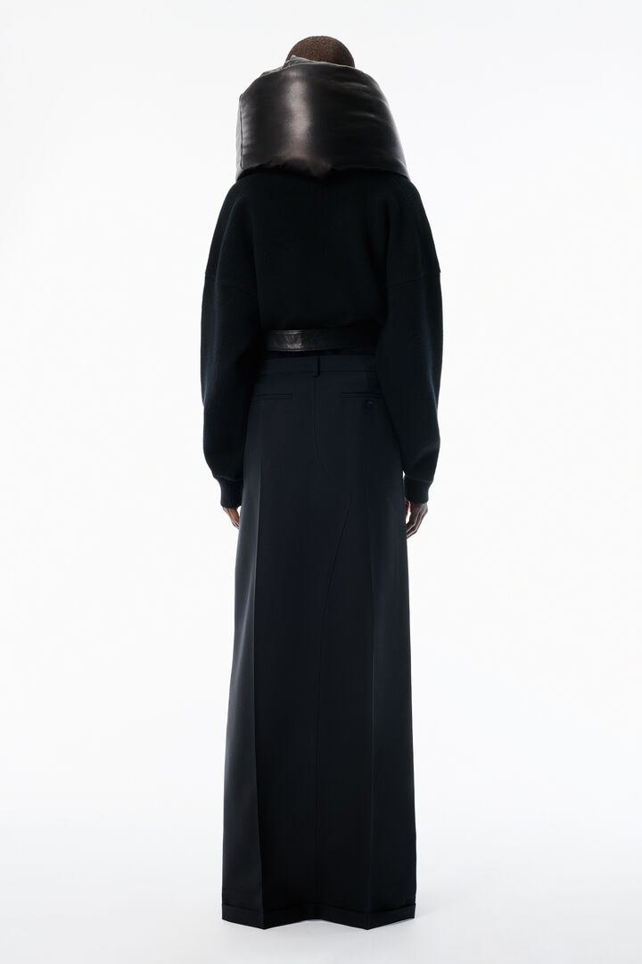 Mid Rise Tailored Maxi Skirt