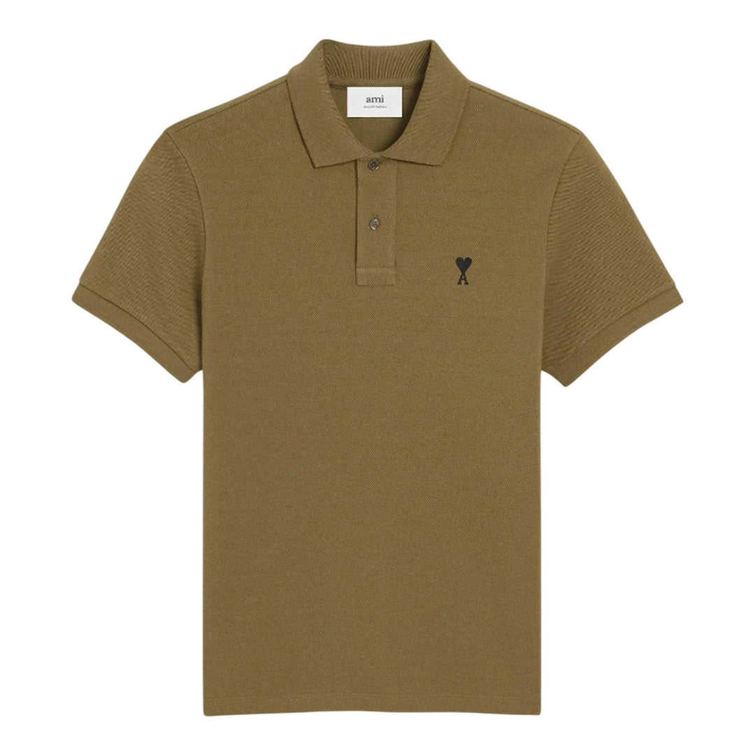 Club21 - AMI - Black Ami De Coeur Polo Shirt - POLOS - Olive