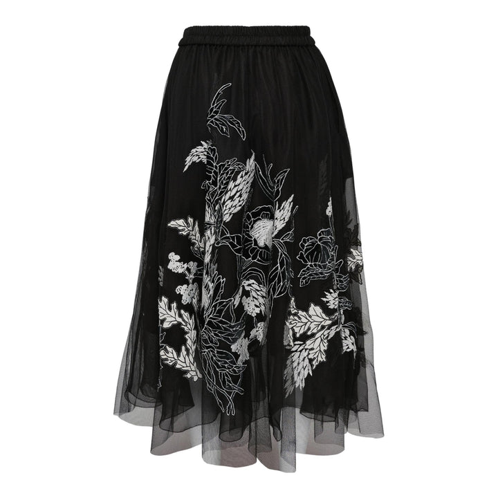 Club21 - Biyan - Embroidered Tulle Gathered Midi Skirt - SKIRTS - Black