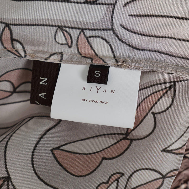 Club21 - Biyan - Twill Silk Print Straight Leg Pants - PANTS - Beige