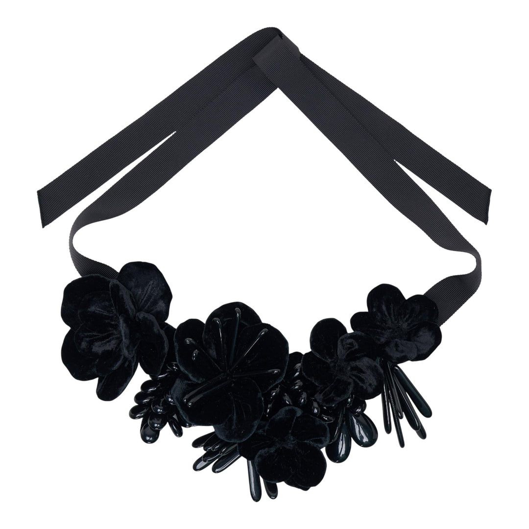 Club21 - Biyan - Velvet Flower Necklace - NECKLACES - Black