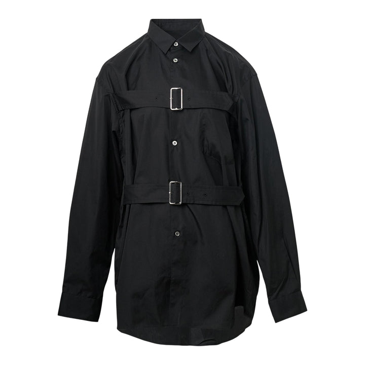 Club21 - COMME des GARCONS BLACK - Cotton Buckled Long Sleeve Shirt - SHIRTS - Black
