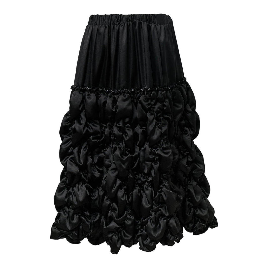 Club21 - COMME des GARCONS BLACK - Polyester Thin Satin Gathered Skirt - SKIRTS - Black