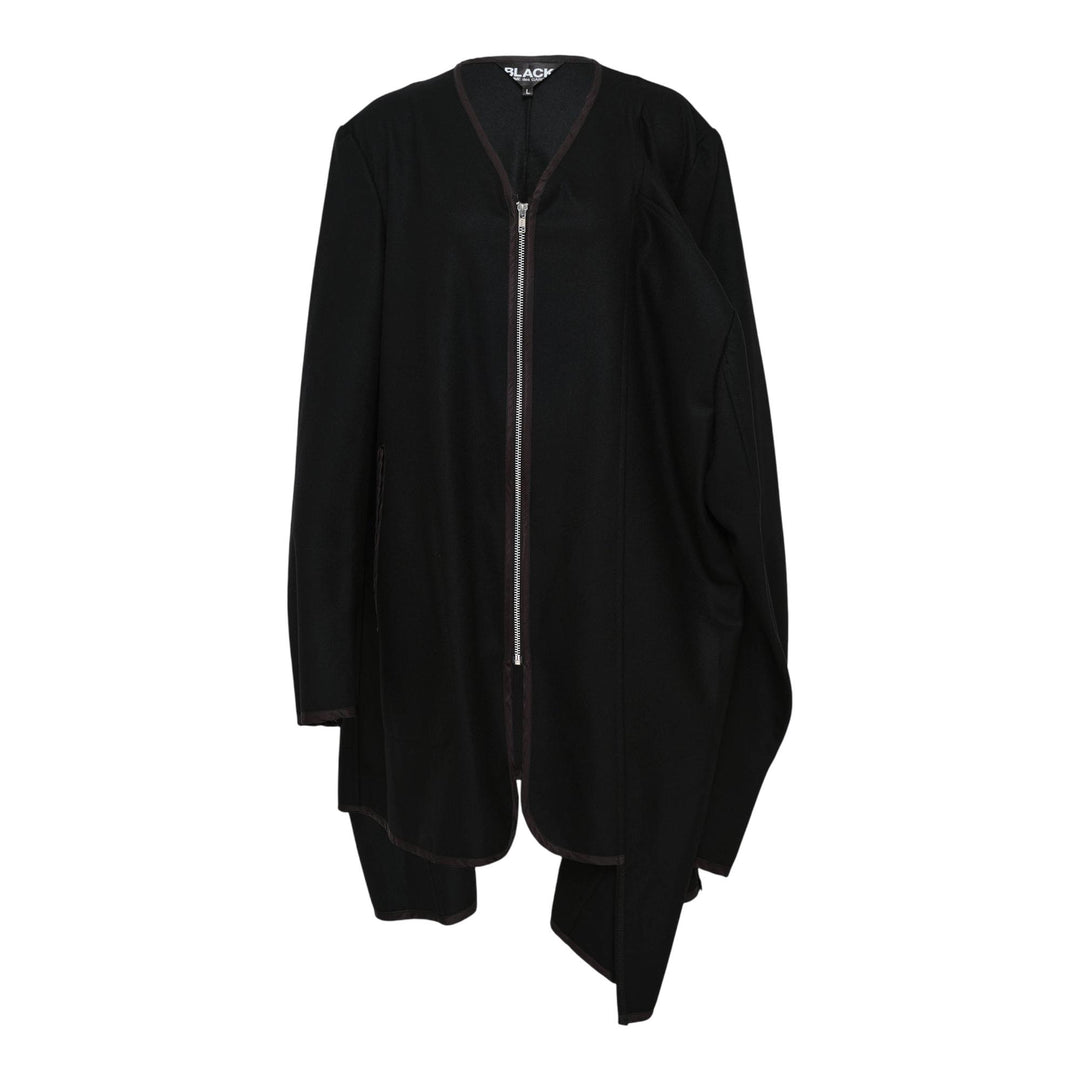 Club21 - COMME des GARCONS BLACK - Wool/Nylon Flannel Zipper Cape - JACKETS - Black