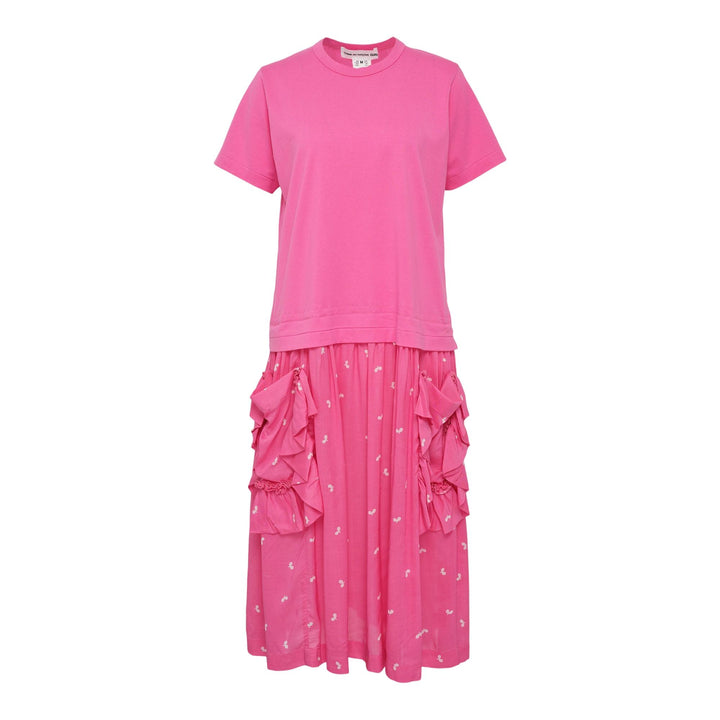 Club21 - COMME des GARCONS GIRL - Side Frills Leaf Pattern Dress - WOVEN DRESSES - Pink
