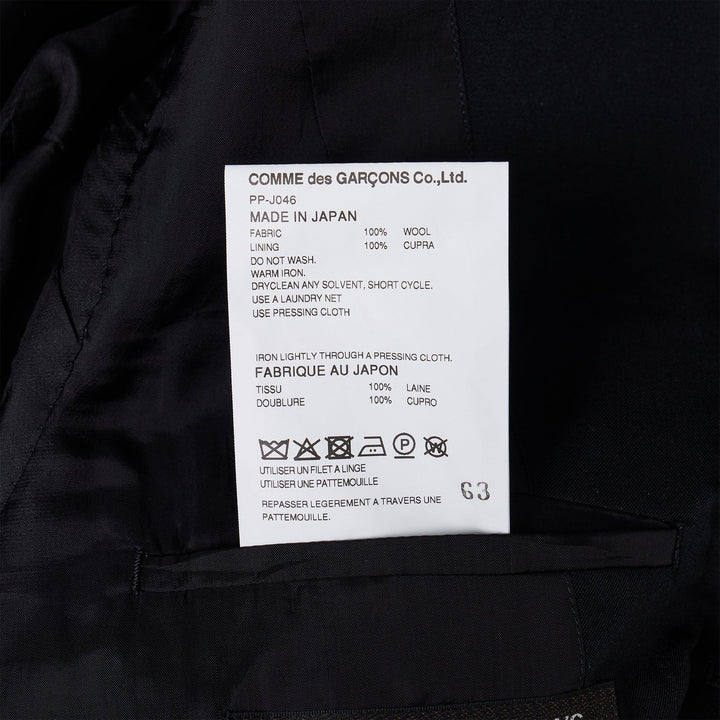 Club21 - COMME des GARCONS HOMME PLUS - Wool Gabardine Button Up Jacket - JACKETS - Black