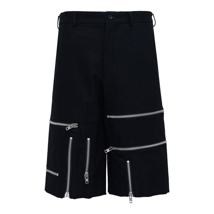 Club21 - COMME des GARCONS HOMME PLUS - Wool/Nylon Flannel Zippered Pants - PANTS - Black