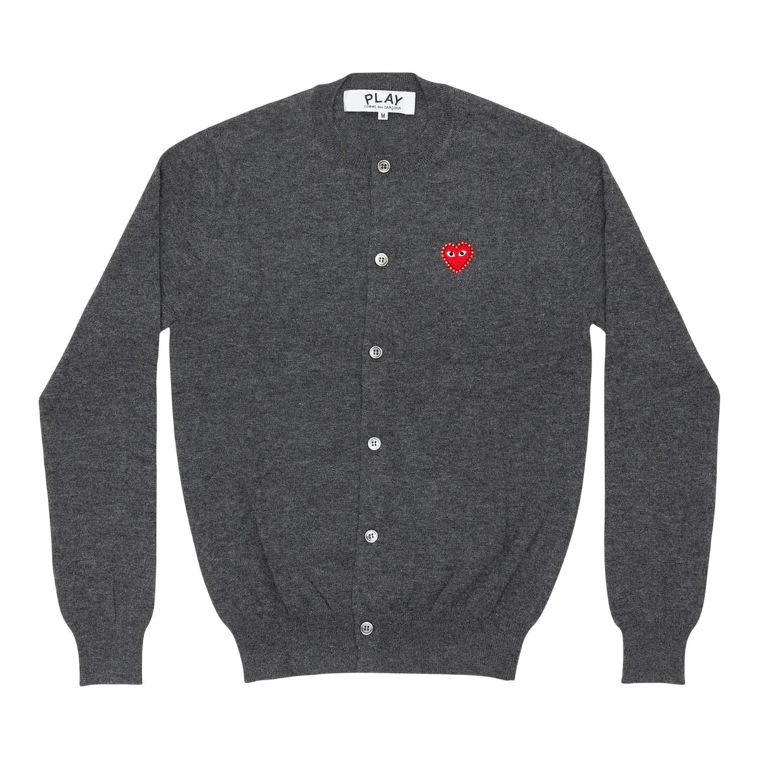 Club21 - COMME des GARCONS PLAY - Rhinestone Heart Round-Neck Cardigan Unisex - CARDIGANS - Grey