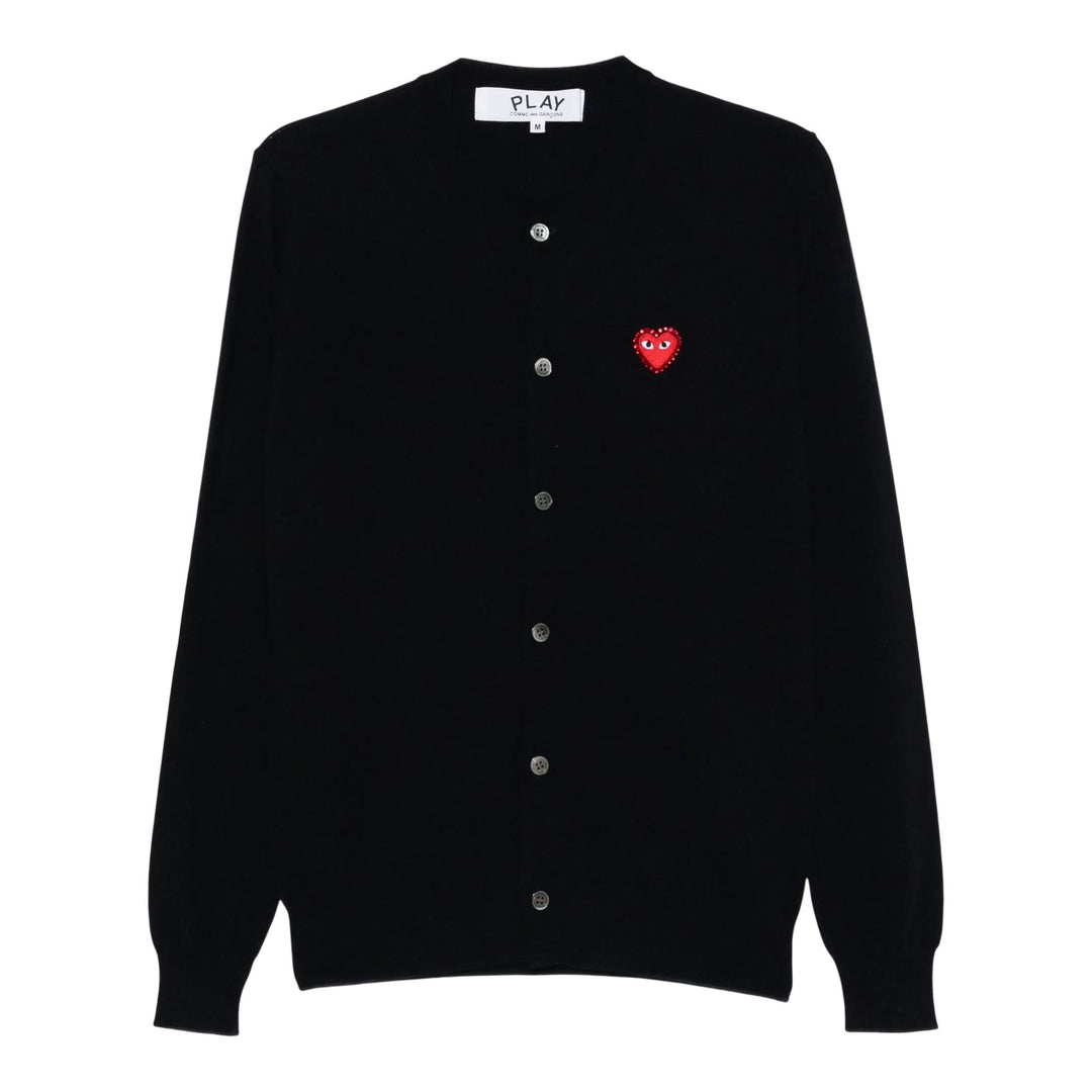 Club21 - COMME des GARCONS PLAY - Rhinestone Heart Round-Neck Cardigan Unisex - CARDIGANS - Navy