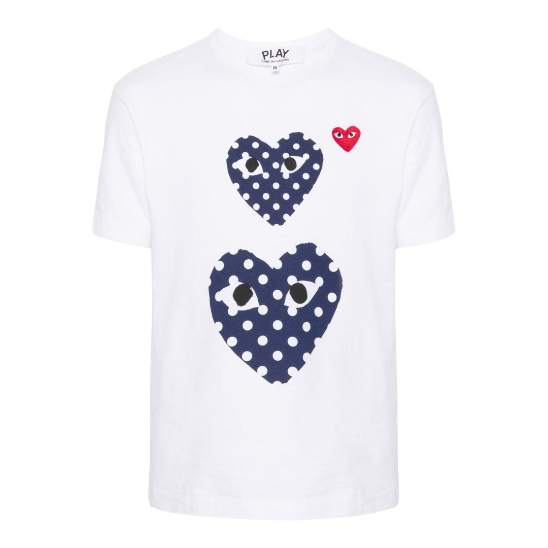Club21 - COMME des GARCONS PLAY - Two Polka Dot Heart Tee Unisex - TEES - White