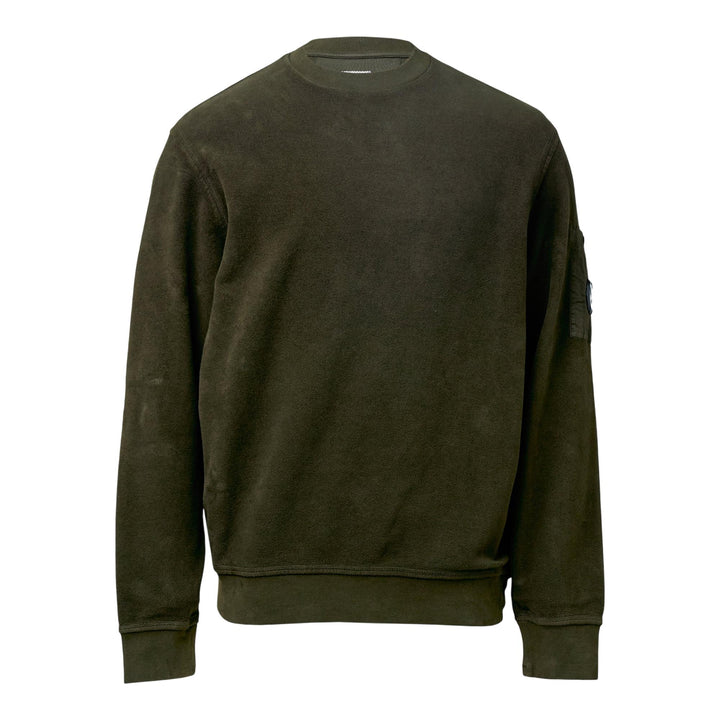 Club21 - C.P. Company - Crew Neck Sweatshirt Brushed Emerized Diagonal Fleece - SWEATSHIRTS - Green