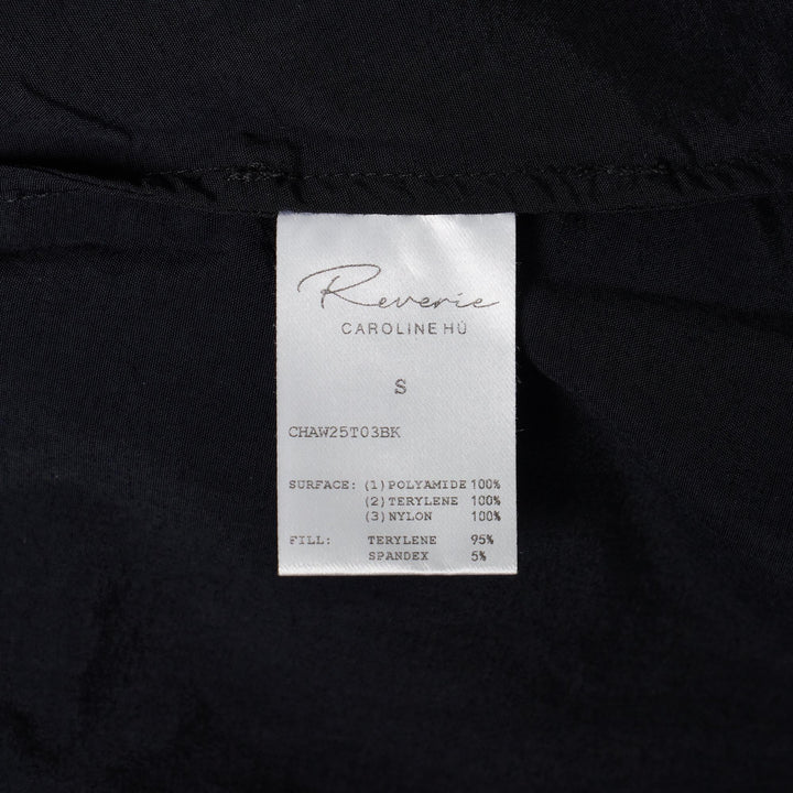 Club21 - Caroline Hu - Black Ruffle Floral Embroidery Top - WOVEN TOPS - Black