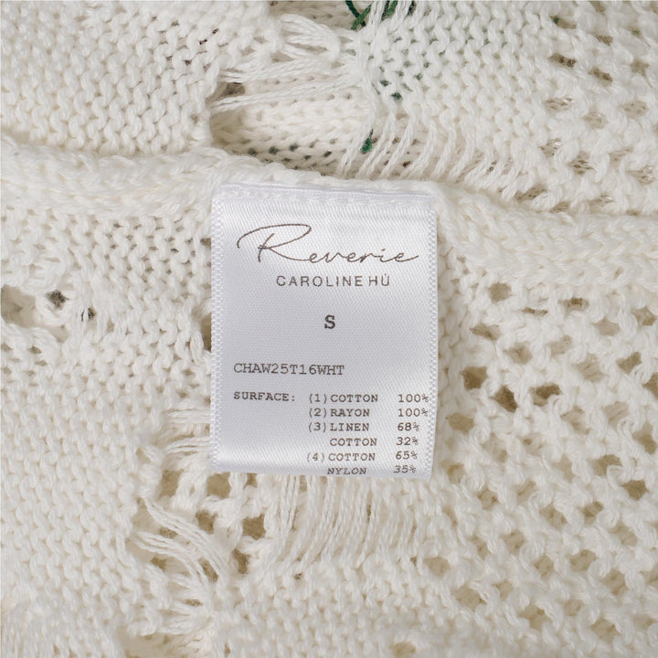 Club21 - Caroline Hu - White Collaging Floral Embroidery Top - KNIT TOPS - White