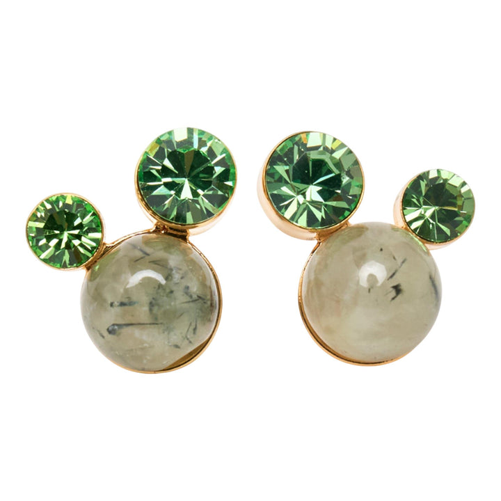 Club21 - Dries Van Noten - Stone With Glass Pin Earrings - EARRINGS - Green