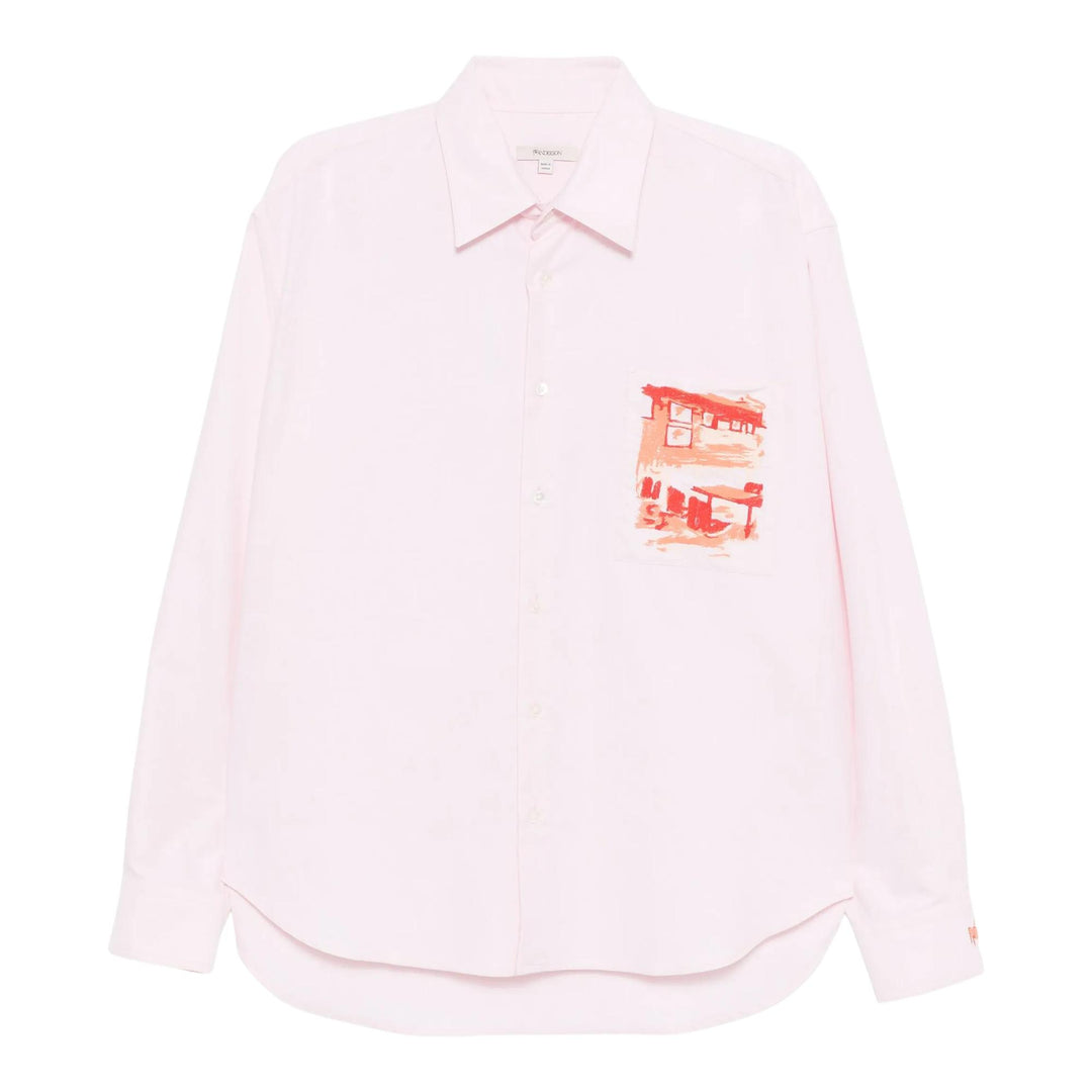 Club21 - JW Anderson - Cafe Scene Embroidery Shirt - SHIRTS - Pink