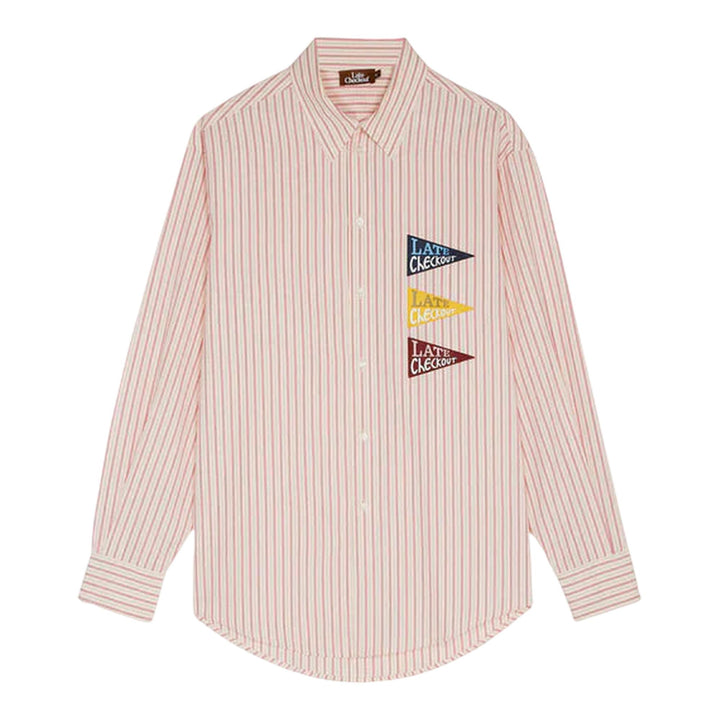 Club21 - Late Checkout - White/Pink Striped Flag Western Shirt - SHIRTS - Pink