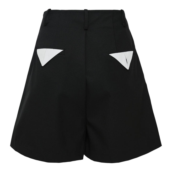 Club21 - MMAM - High-Waisted Darted Wool Blend Shorts - SHORTS - Black