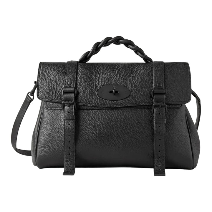 Club21 - Mulberry - Oversized Alexa Black Heavy Grain - LARGE TOP HANDLE - Black