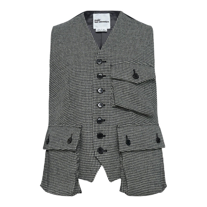 Club21 - Noir Kei Ninomiya - Hounds Tooth Pattern Wool Vest - VESTS - Black