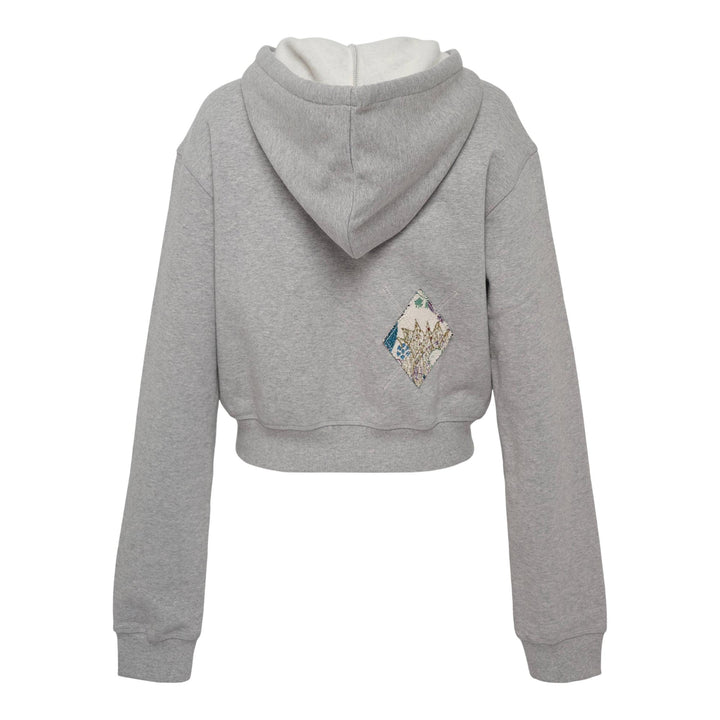 Club21 - OPEN YY - Argyle Patched Hoodie - SWEATERS - Light Grey