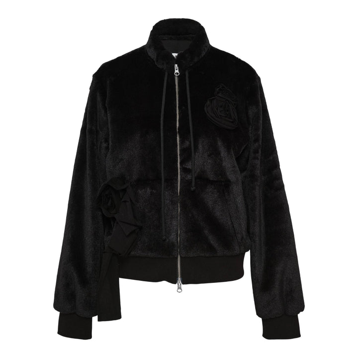 Club21 - OPEN YY - Fleece Applique Zipup Jacket - SWEATERS - Black