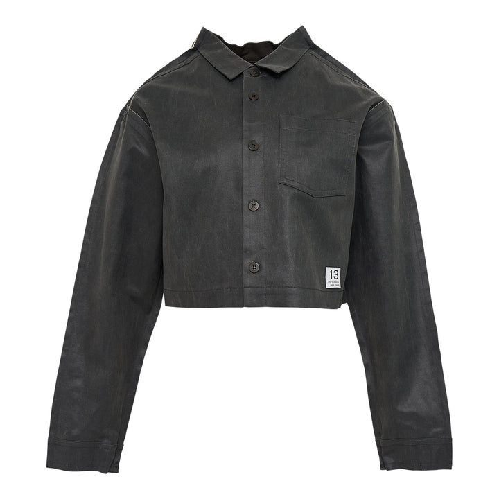 Club21 - RE;CODE - Faux Leather Crop Shirt Jacket - BLOUSON - Brown