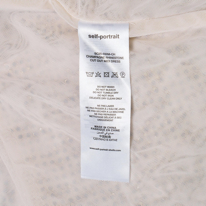 Club21 - Self-Portrait - Champagne Rhinestone Cut Out Midi Dress - WOVEN DRESSES - Beige