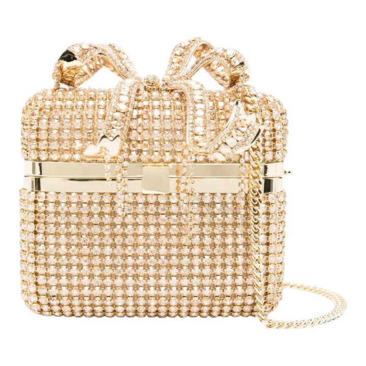 Club21 - Self-Portrait - Gold Crystal Vanity Case - HANDBAGS - Gold