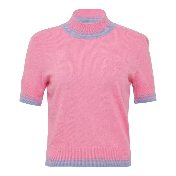 Club21 - Self-Portrait - Pink Contrast Stripe Knit Top - KNIT TOPS - Pink