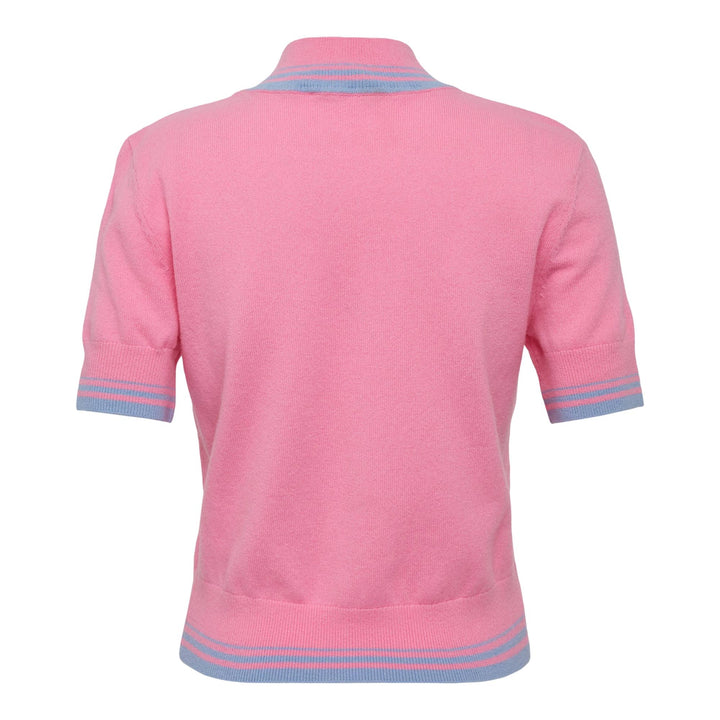 Club21 - Self-Portrait - Pink Contrast Stripe Knit Top - KNIT TOPS - Pink