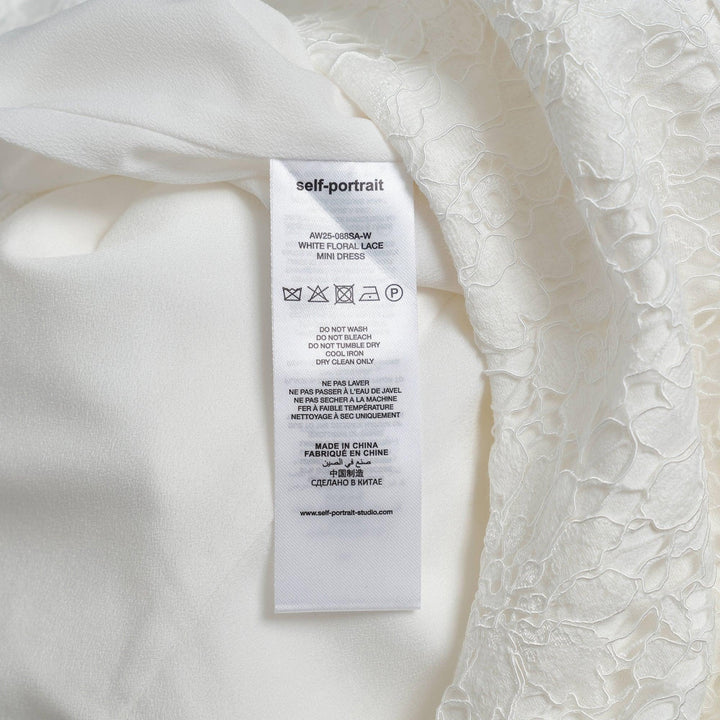 Club21 - Self-Portrait - White Floral Lace Mini Dress - WOVEN DRESSES - White