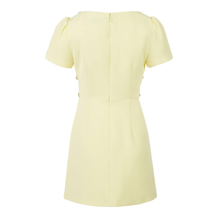 Club21 - Self-Portrait - Yellow Crepe Crystal Trim Mini Dress - DRESSES - Yellow