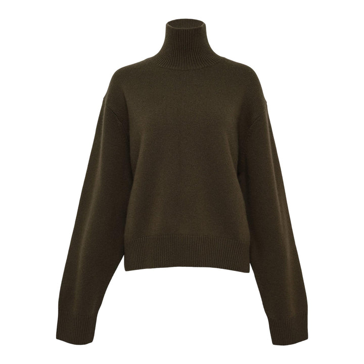 Club21 - Sofie D'Hoore - Oversized High Neck Long Sleeve Top - KNIT TOPS - Khaki