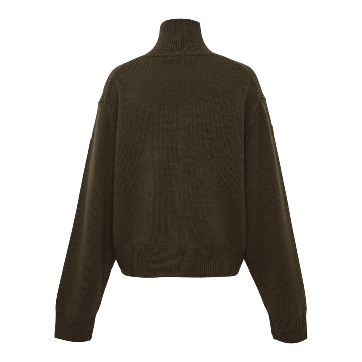 Club21 - Sofie D'Hoore - Oversized High Neck Long Sleeve Top - KNIT TOPS - Khaki