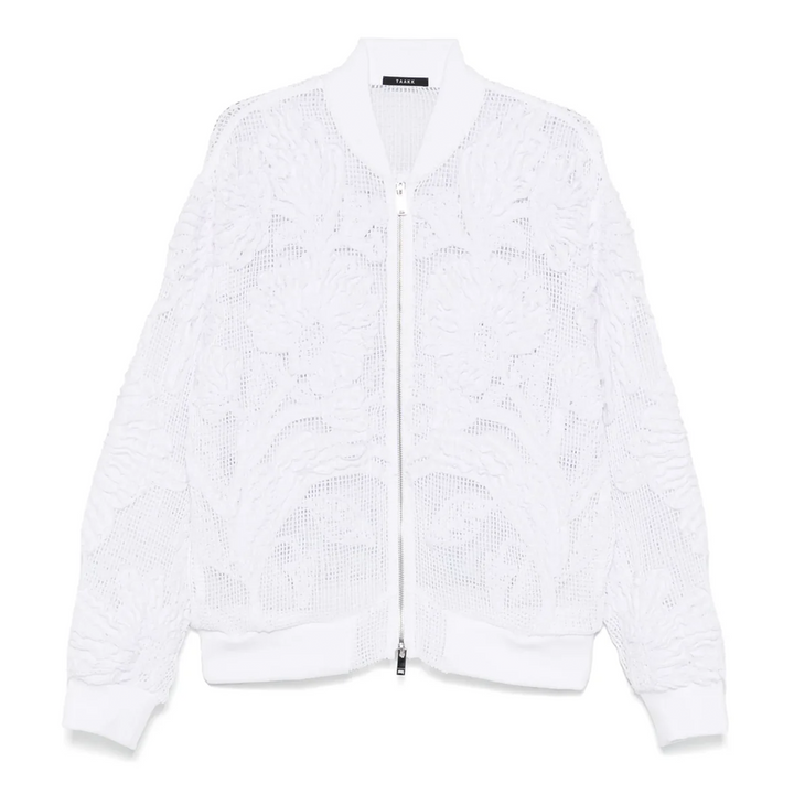 Mesh Ruching Zip Blouson