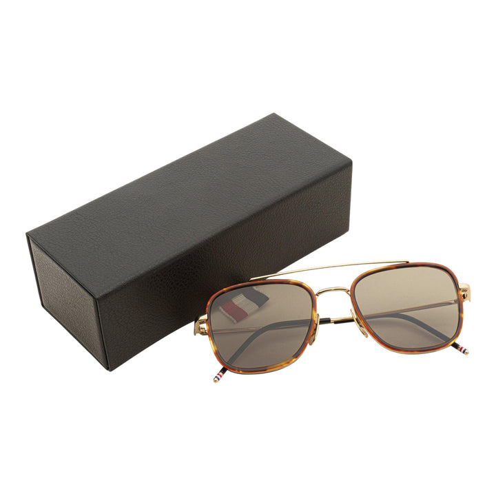 Club21 - Thom Browne - Acetate And Titanium Rectangular Aviator Sunglasses Unisex - EYEWEAR - Brown