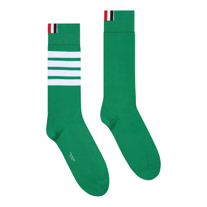 Club21 - Thom Browne - Cotton 4-Bar Mid Calf Socks Men - SOCKS - Green