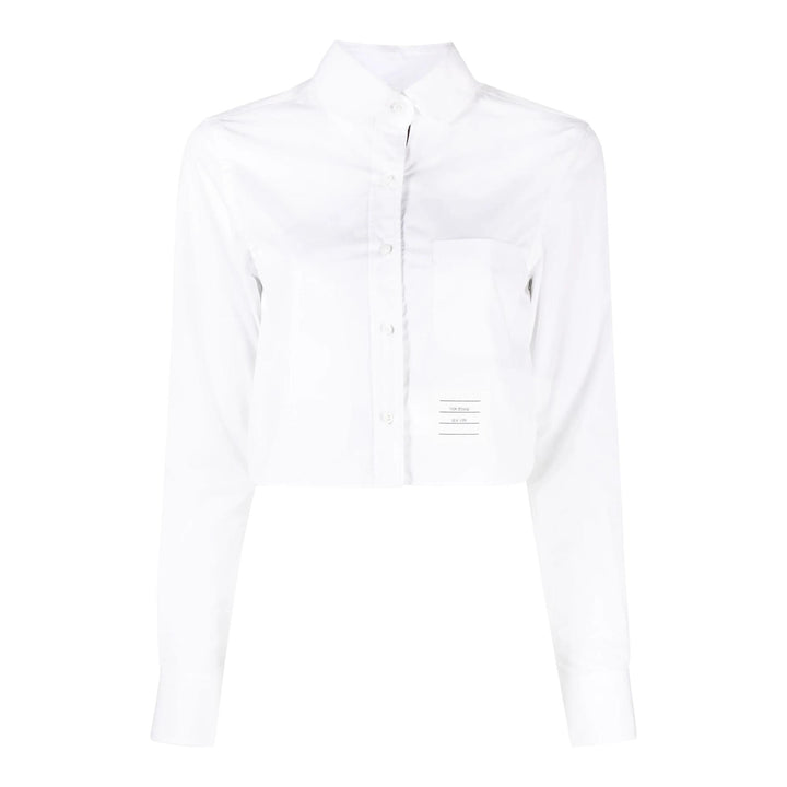 Club21 - Thom Browne - Poplin Classic Round Collar Cropped Shirt Women - SHIRTS - White